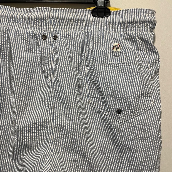 Lands' End Men's Swim Trunks Blue and White XL - Picture 4 of 6
